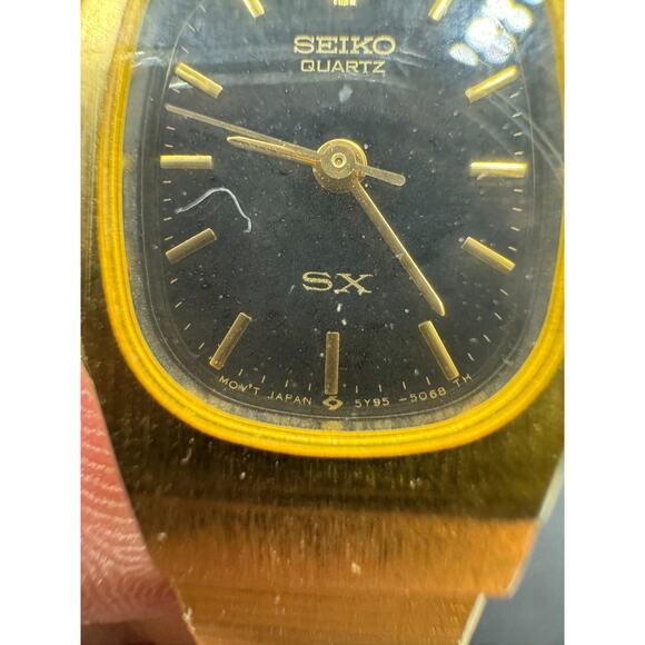 Vintage Seiko SX Quartz Gold Tone 5Y95-5040 Black Dial Women\'s Watch 18mm main image 8
